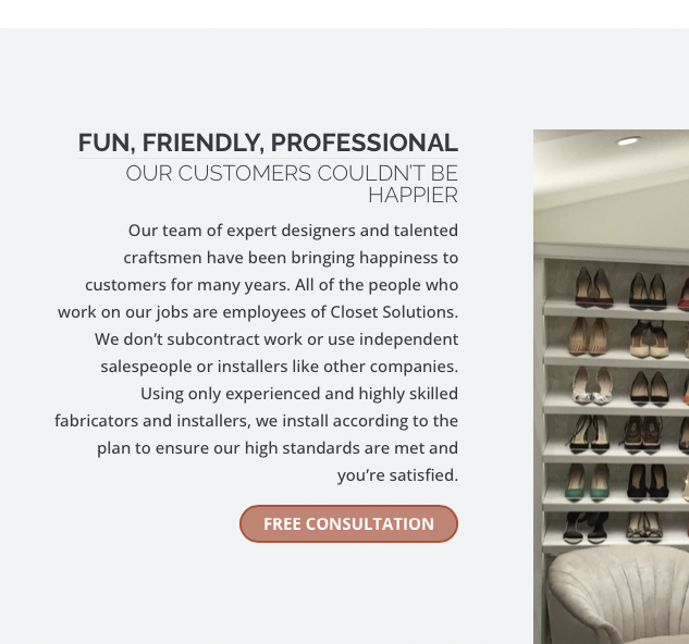 Website design — closet organization