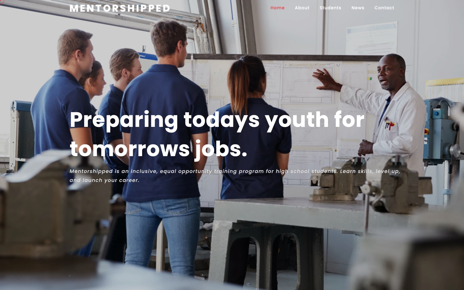 MentorShipped — students in a workshop under 'Preparing todays youth for tomorrows jobs'