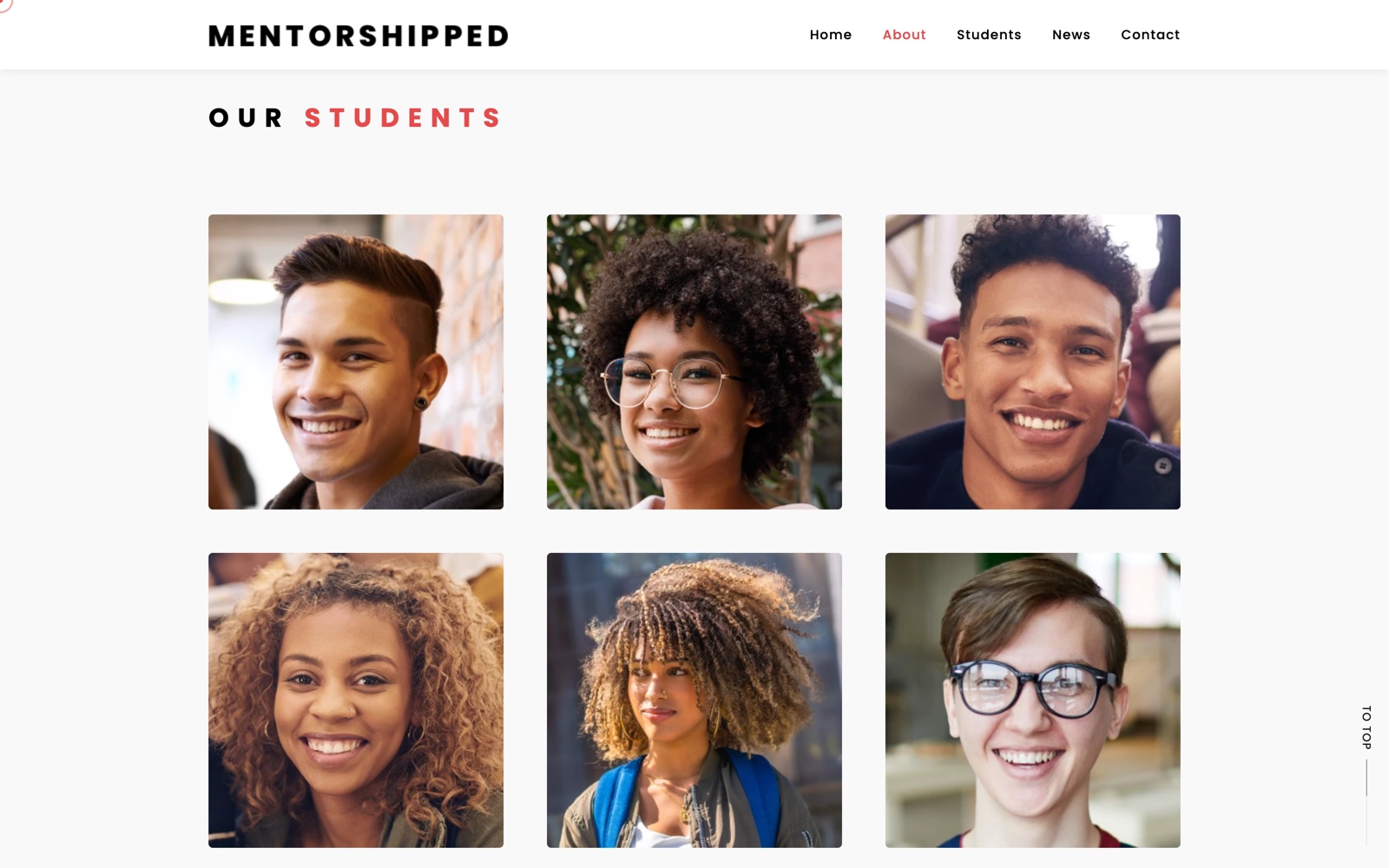 Our Students — portrait grid of the current MentorShipped cohort